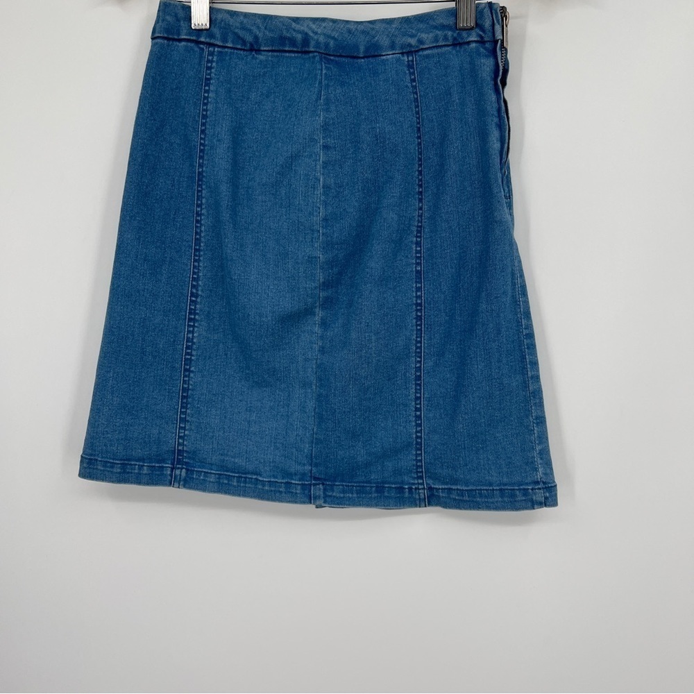 Rachel Rachel Roy Medium Blue Wash Button Placket A-Line Mini Denim Jean Skirt - Picture 2 of 13